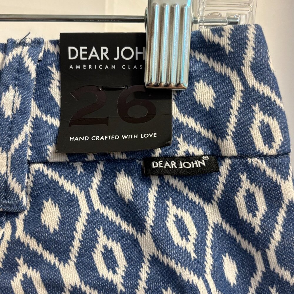 Dear John Women’s Printed Shorts Blue White Geometric Size 26 NWT - Picture 5 of 13
